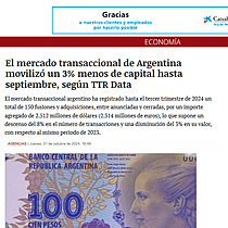 El mercado transaccional de Argentina moviliz un 3% menos de capital hasta septiembre, segn TTR Data